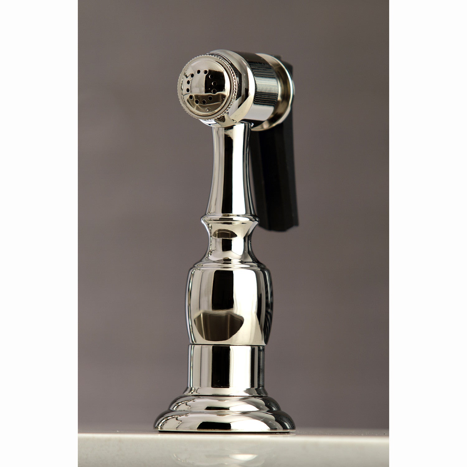 Kingston Tulare KS7276PLBS - English Country Two-Handle 4-Hole Deck Mount Bridge Kitchen Faucet with Brass Sprayer, Polished Nickel — thumbnail 3